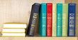 Books of various literary genres on shelf