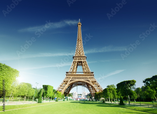 Photo: sunny morning and Eiffel Tower, Paris, France sunny morning and Eiffel Tower, Paris, France