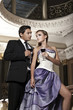 Beauty romantic young couple in love in mysterious mansion