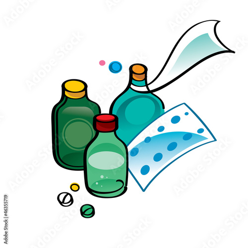 Vector: Medicine - mixtures, pills, ampules, another cure Medicine - mixtures, pills, ampules, another cure