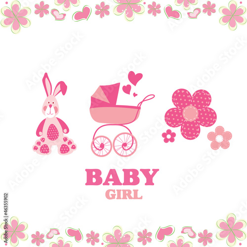 Vector: greeting card for baby girl greeting card for baby girl