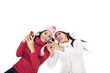 Young women playing mobile phone