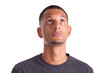 Close up portrait of a young african american man looking up