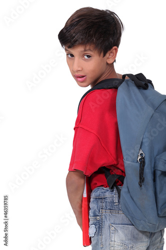 Photo: Pupil with backpack Pupil with backpack