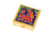 Old small golden box used for jewelry, isolated
