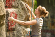 Female rock climber