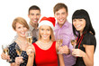 Happy business colleagues wishing you Merry Christmas