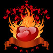 Classical background with hearts and a flame