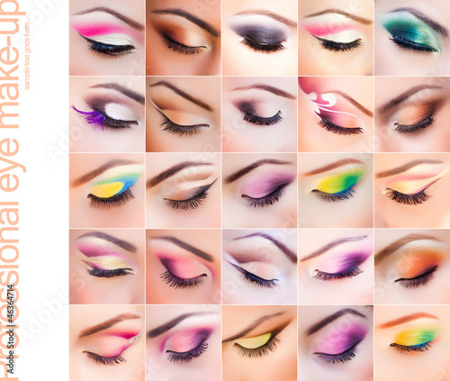 Photo: set of colorful make-up on closed eyes - vibrant colors set of colorful make-up on closed eyes - vibrant colors