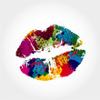 Sexy colorful lipstick kiss