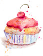 Watercolor illustration of cake