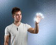 Photo: Young man with interface Young man with interface