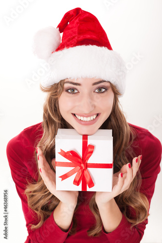 Photo: christmas woman with gift christmas woman with gift