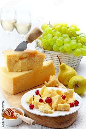 Photo: Parmesan cheese and fruits Parmesan cheese and fruits