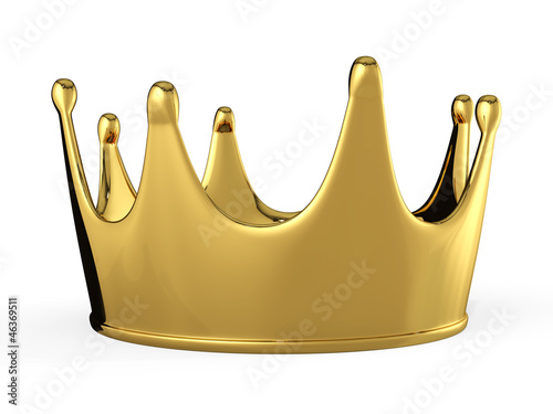 Illustration: 3d golden crown isolated on a white background 3d golden crown isolated on a white background