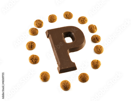 Illustration: chocolate letter and pepernoten chocolate letter and pepernoten