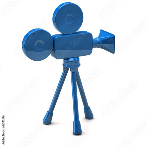 Illustration: Blue film camera icon Blue film camera icon