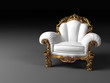 Illustration: Luxury white armchair with golden frame Luxury white armchair with golden frame