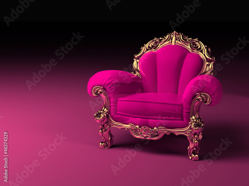 Illustration: Luxury pink armchair with golden frame Luxury pink armchair with golden frame