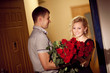 Photo: man gives roses to a girl man gives roses to a girl