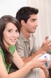 Teens playing computer games