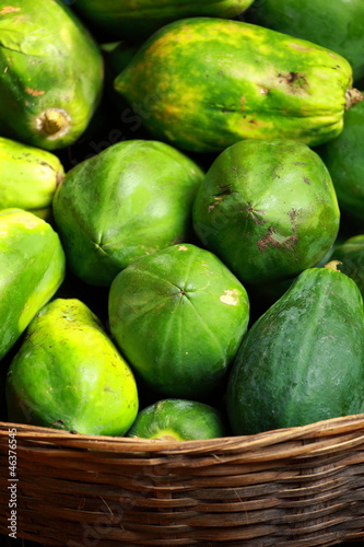 Photo: Green papaya in local fruit bazaar in India Green papaya in local fruit bazaar in India