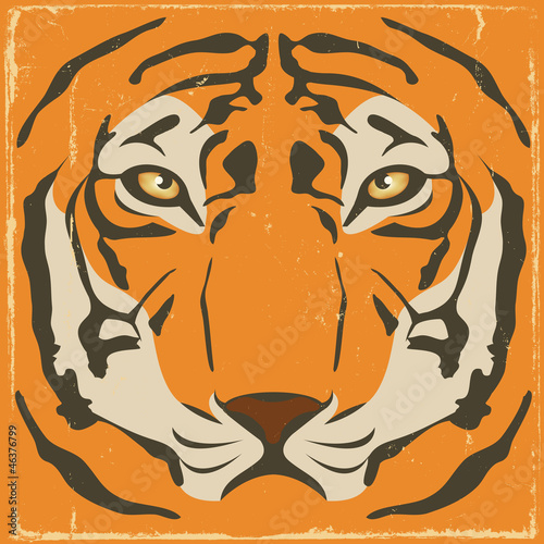 Vector: Vintage Tiger Stripes On Grunge Background Vintage Tiger Stripes On Grunge Background
