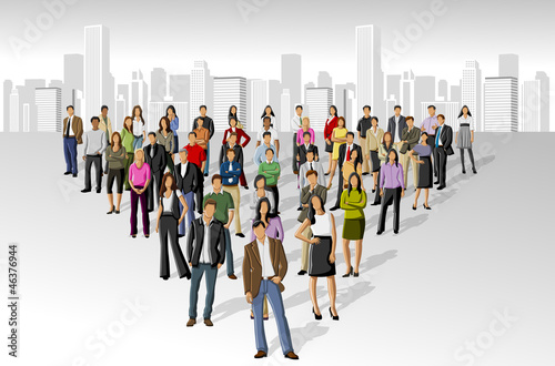 Vector: Big group of people on the city Big group of people on the city