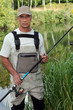 Man fishing in pond