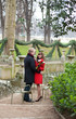 Romantic couple in a park at spring, dating