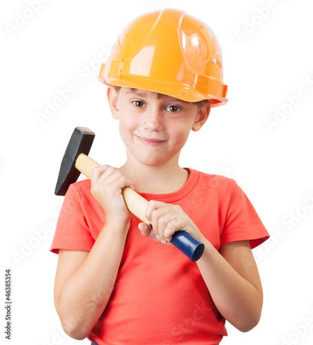 Photo: Child in the construction helmet Child in the construction helmet