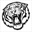Tiger head silhouette - isolated on white background