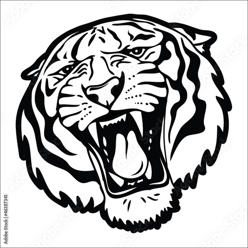 Vector: Tiger head silhouette - isolated on white background Tiger head silhouette - isolated on white background