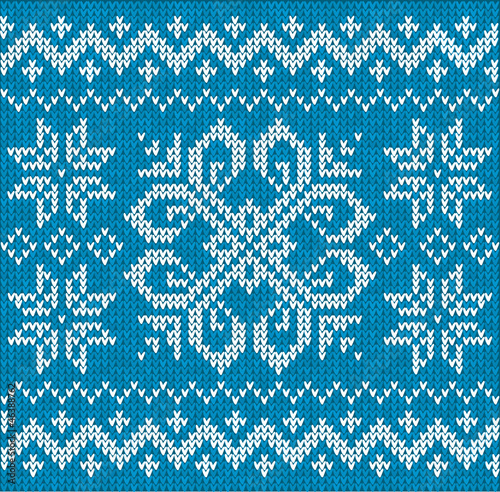 Vector: Blue Christmas ornamental embroidery seamless pattern Blue Christmas ornamental embroidery seamless pattern