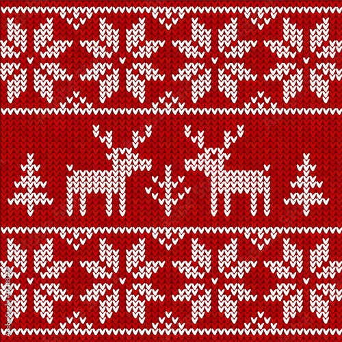 Vector: Red "sweater with deer" seamless pattern Red "sweater with deer" seamless pattern