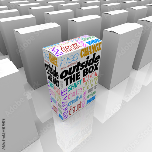 Illustration: Outside the Box Unique DIfferent Solution to Problem Package Outside the Box Unique DIfferent Solution to Problem Package