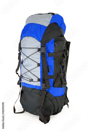 Photo: Modern tourist backpack isolated on white Modern tourist backpack isolated on white