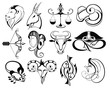 Set of 12 Zodiac signs