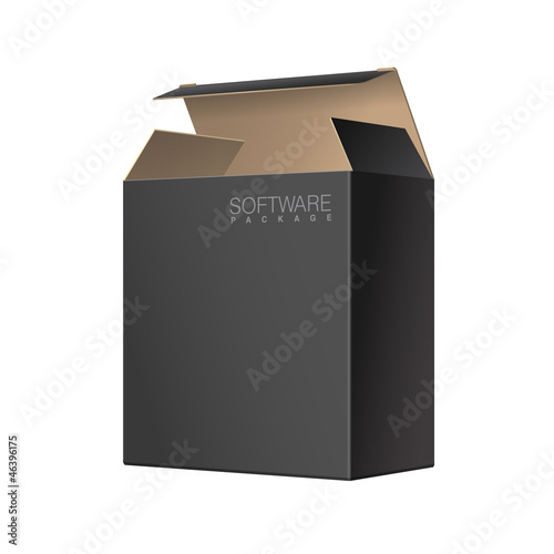 Vector: Black Package cardboard Box Opened Black Package cardboard Box Opened