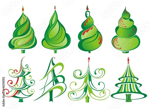 Vector: Set of various Christmas trees Set of various Christmas trees
