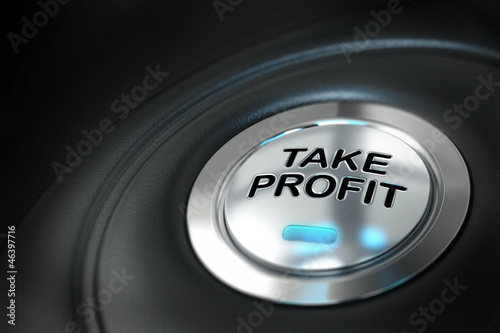 Illustration: take profit button, market investment, concept take profit button, market investment, concept