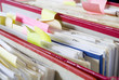 file folders, office folders, close up, selective focus