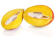 Ripe appetizing mango isolated on white