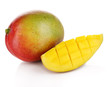 Ripe appetizing mango isolated on white
