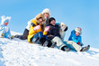 Winter family and a dog