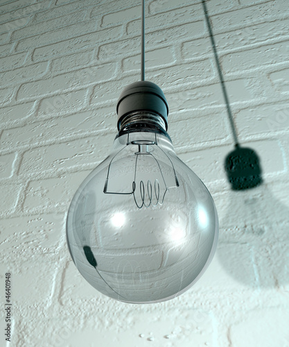 Illustration: Hanging Light Bulb And Fitting On A Wall Hanging Light Bulb And Fitting On A Wall