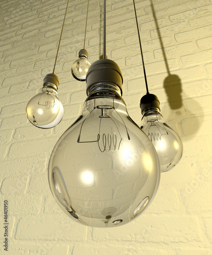 Illustration: Hanging Light Bulbs And Fittings On A Wall Hanging Light Bulbs And Fittings On A Wall