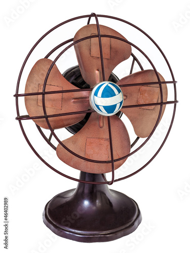 Photo: Early nineteenth century electric fan isolated on white Early nineteenth century electric fan isolated on white