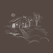 Winter Landscape Hand Drawn