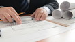Architect draws a draft. Close view. Full HD